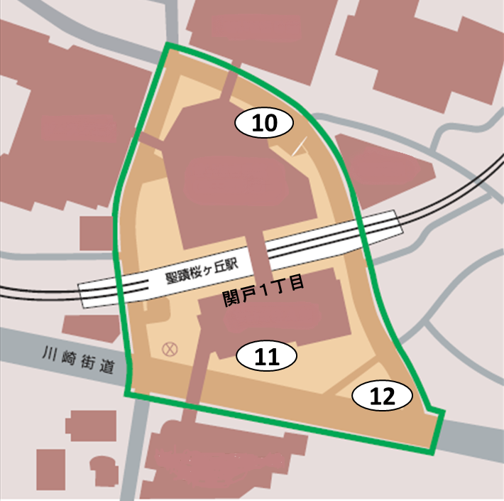 地図：聖蹟桜ヶ丘駅周辺まち美化重点区域