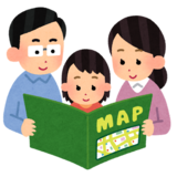 イラスト：マップを見る家族