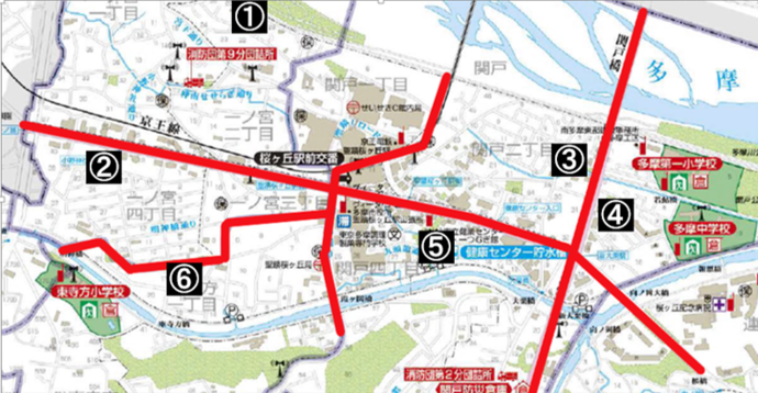 地図：土のうステーション設置場所一覧