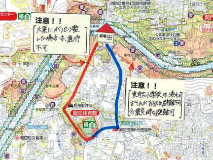 地図：避難経路図作成例