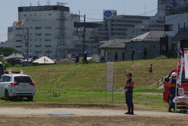 写真：ドローンによる河川警戒訓練