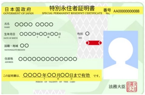 特別永住者証明書の画像