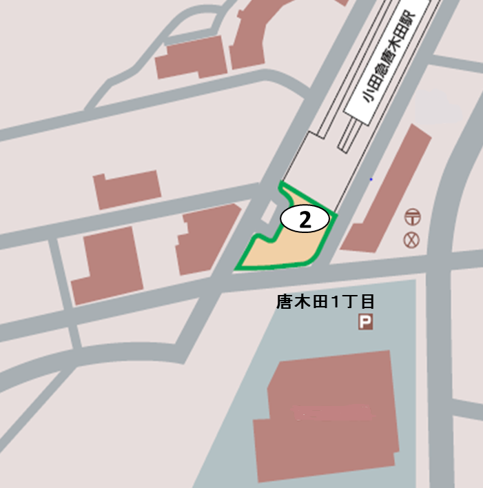 地図：唐木田駅周辺まち美化重点区域
