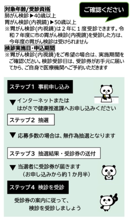胃がん検診(内視鏡)・肺がん検診の流れ