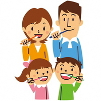 イラスト：歯磨きをする家族