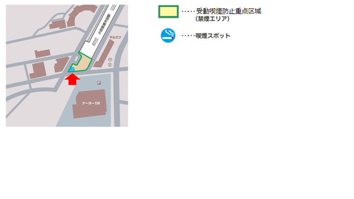 地図：唐木田駅周辺 重点区域及び喫煙スポット