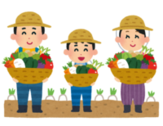 イラスト：野菜を持つ農家の家族