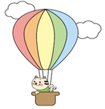 イラスト：気球に乗るにゃんたま