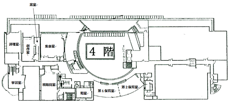 永山公民館　4階案内のイラスト