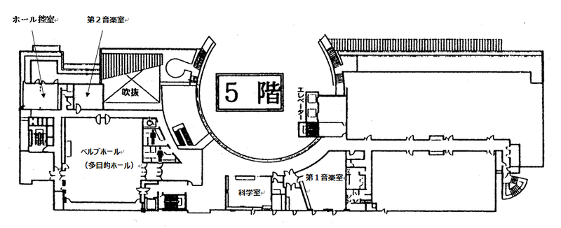 永山公民館　5階案内のイラスト