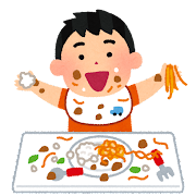 イラスト：自分で食事する幼児