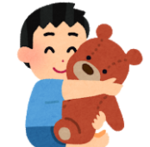 イラスト：クマのぬいぐるみを抱く子