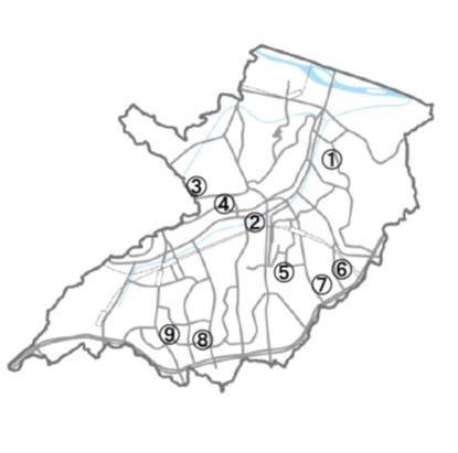 地図：多摩市内幼稚園の位置図