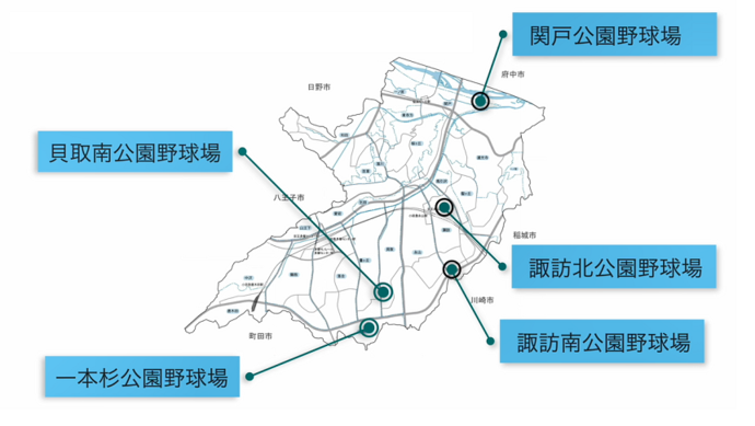 地図：多摩市野球場