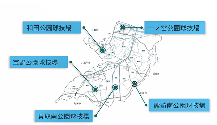 地図：多摩市球技場