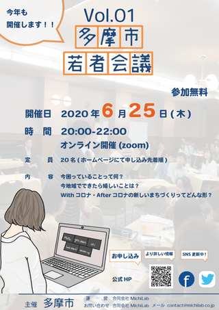 チラシの写真：令和2年度　第1回多摩市若者会議