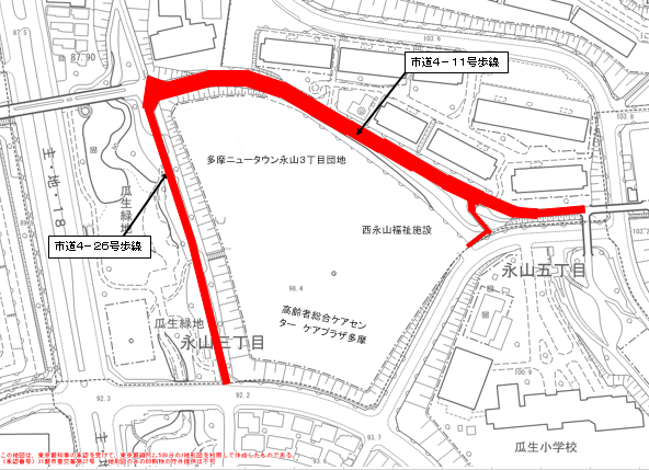 地図：道路改良工事の位置図