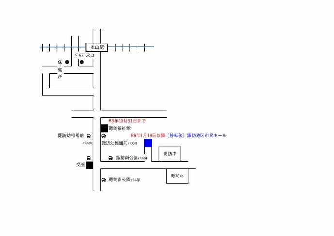 地図：諏訪地区市民ホール地図