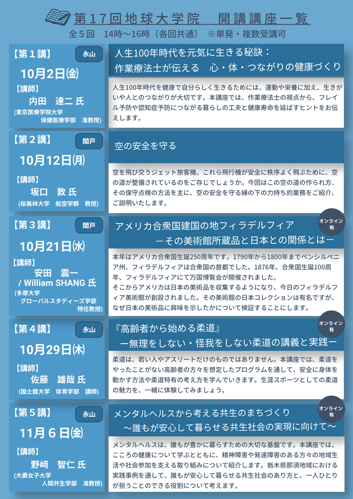 第16回地球大学院チラシ（ウラ）