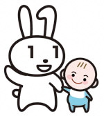 マイナちゃんが子供と手をつないでいる絵