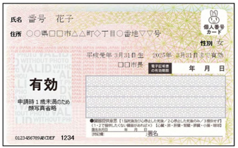 顔写真なしマイナンバーカードのカード券面