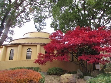 旧多摩聖蹟記念館前の紅葉の写真