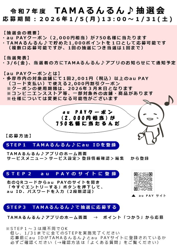 auPAYクーポン応募方法手順画面