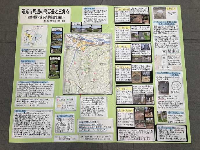 連光寺周辺の高低差と三角点 ~立体地図で見る多摩丘陵北端部~