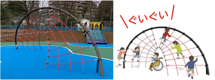 ネットをのぼったりつかんだりする遊具の画像