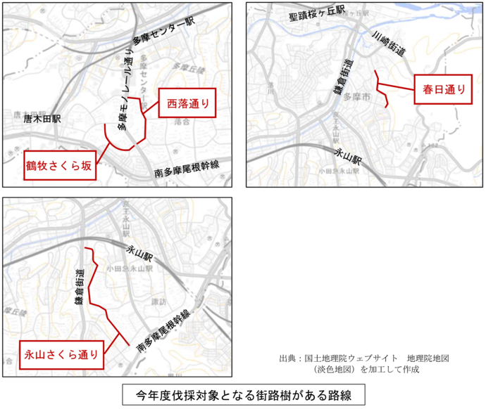 サクラを伐採する路線